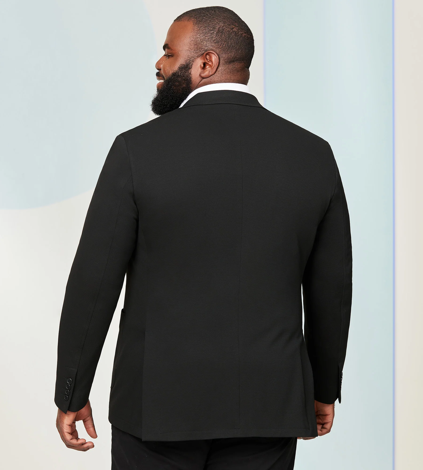 Modern Fit Solid Textured Knit Sport Jacket - Image 3