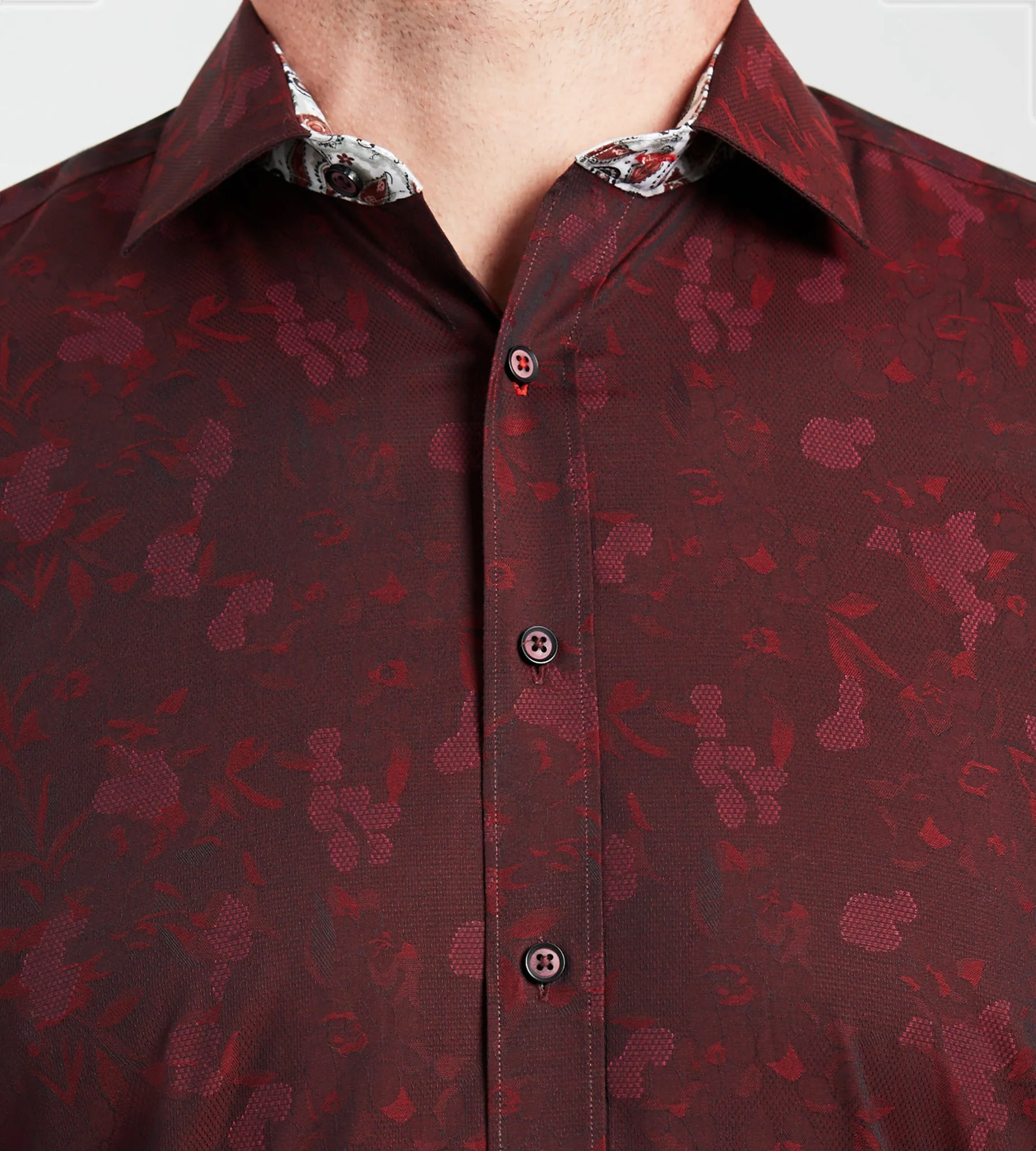 Non-Iron Floral Jacquard Shirt - Image 3