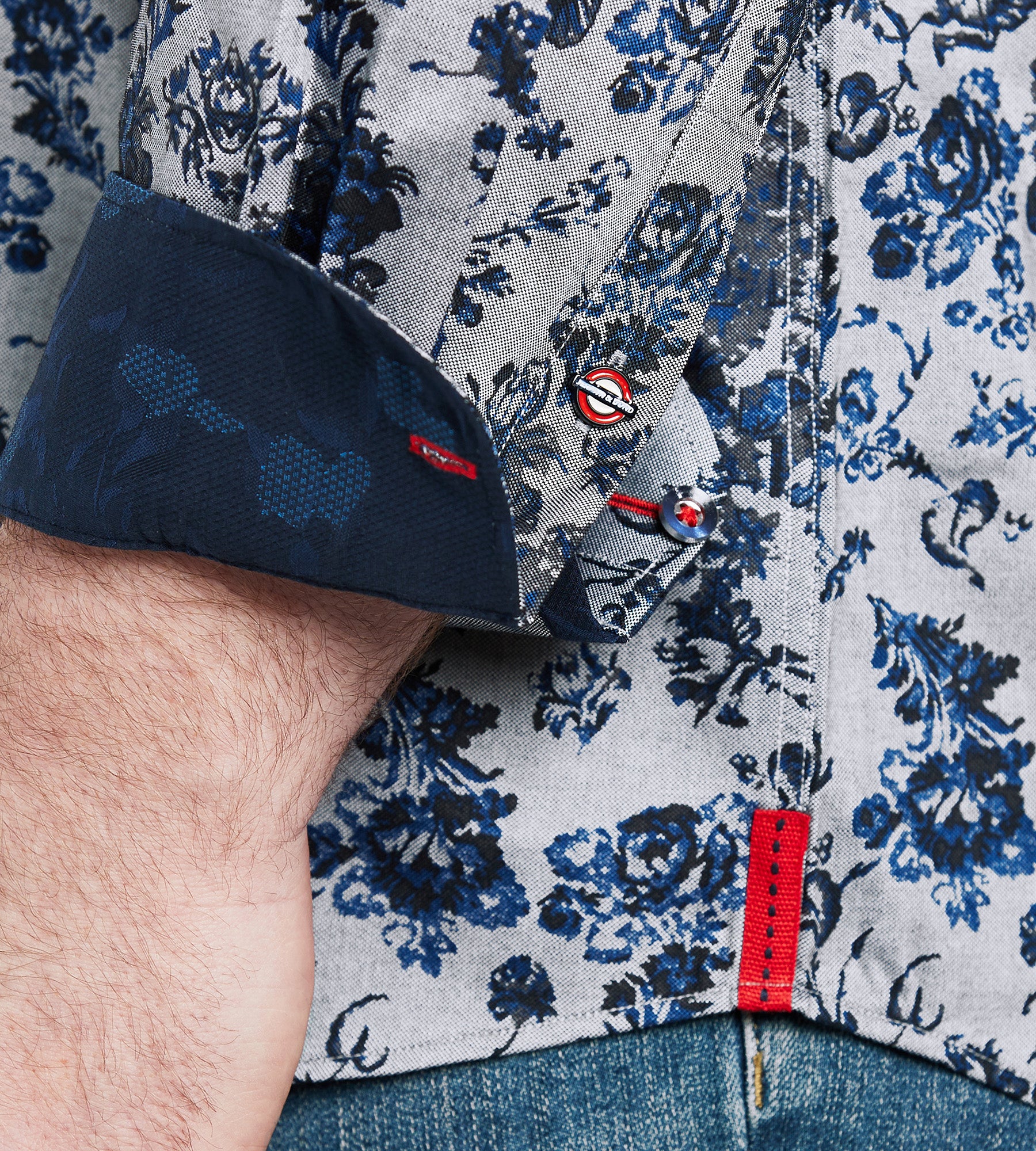 Non-Iron Allover Floral Jacquard Shirt - Image 3