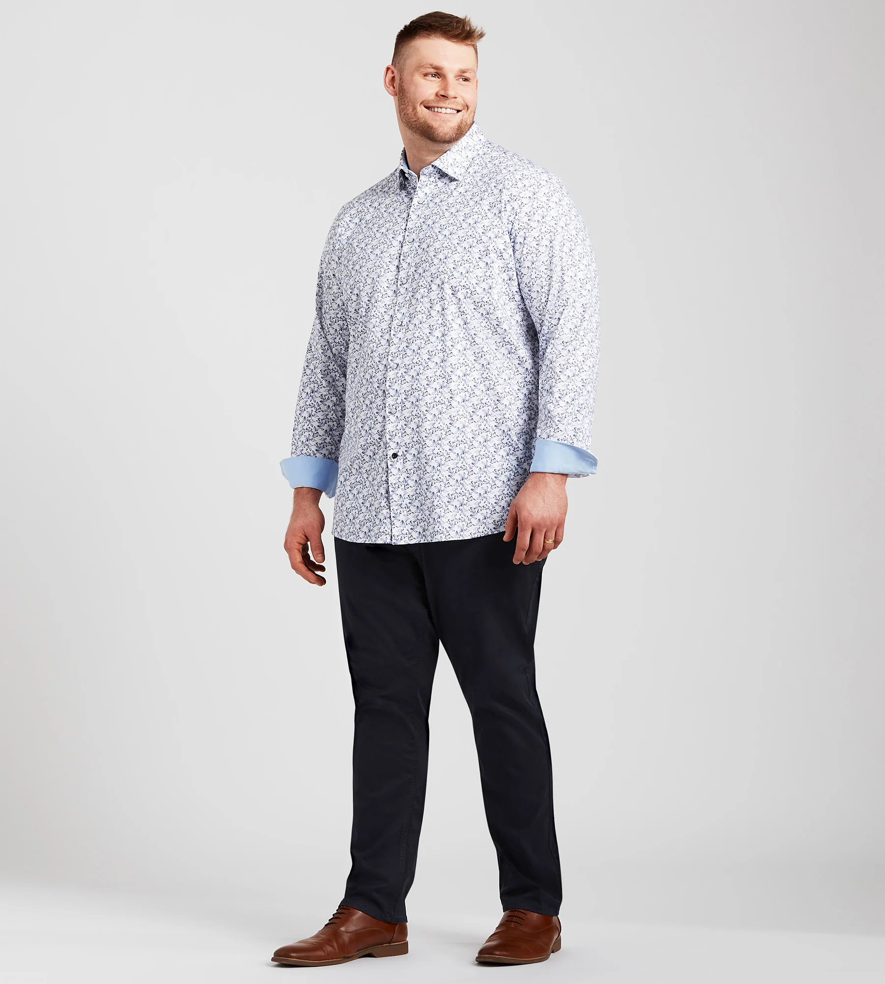 360 Stretch Floral Leaf Print Shirt - Image 3